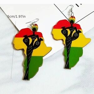 African Map Drop Earrings